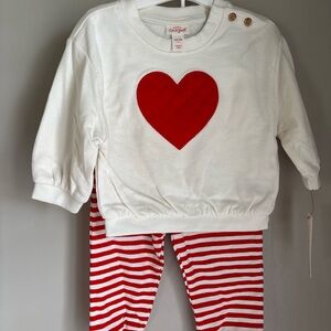 Valentines Day Baby Set 9m Heart Red White Stripes